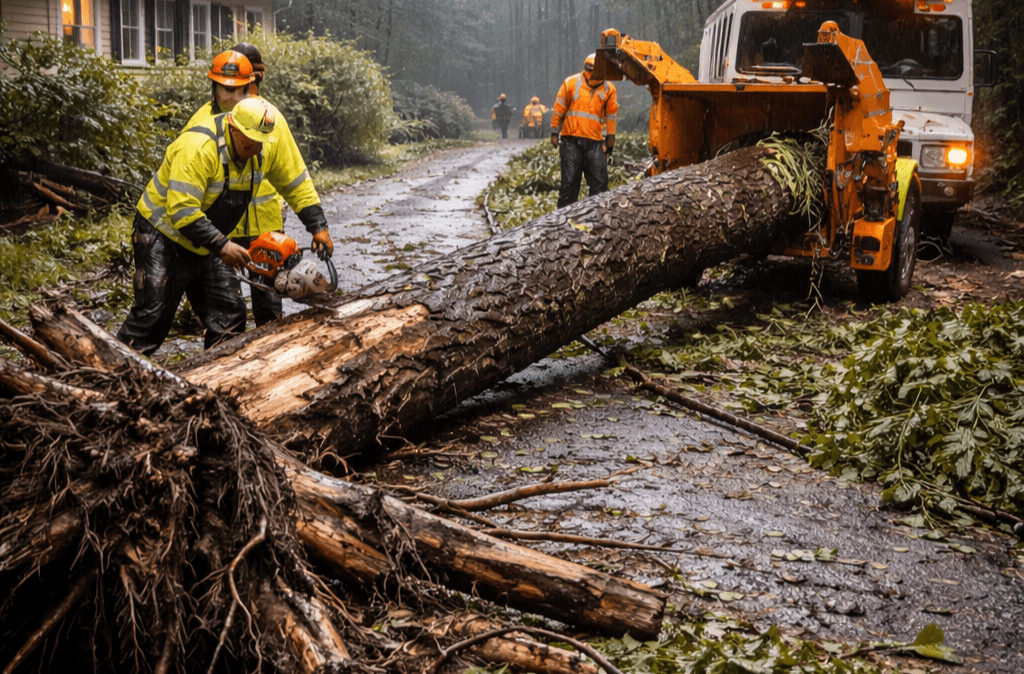 Pourquoi un arbre peut tomber après une tempête ? Même un arbre qui semblait solide avant l’intempérie peut céder sous l’effet du vent, de l’eau accumulée dans le sol ou du poids de la glace sur les branches. À Sutton, ce type de situation est fréquent dans les secteurs où les arbres matures sont nombreux. Racines déstabilisées par un sol détrempé Branches surchargées par la neige ou le verglas Tronc déjà fragilisé par une maladie ou une fissure Arbre affaibli par l’âge ou un mauvais état général Quels sont les risques après la chute d’un arbre ? Un arbre au sol ne représente pas seulement un encombrement. Il peut aussi cacher d’autres risques immédiats, comme des branches sous tension, un tronc instable ou des arbres voisins fragilisés par le même événement. Accès bloqué à une entrée ou à une cour Dommages à une clôture, un cabanon ou une maison Danger pour les véhicules et les piétons Présence possible d’autres arbres instables à proximité Dans plusieurs cas, la tempête révèle aussi la présence d’un arbre dangereux à Sutton qui n’était pas évident avant l’événement. Comment réagir lorsqu’un arbre tombe sur votre terrain ? La première chose à faire est d’éviter toute tentative de coupe improvisée. Un arbre tombé peut encore bouger, rouler ou libérer une branche sous pression. Il vaut mieux garder une distance sécuritaire et faire évaluer la situation par un professionnel. Notre équipe intervient pour démonter l’arbre de façon contrôlée, dégager la zone et vérifier si d’autres arbres ont été endommagés par la tempête. Une intervention adaptée aux réalités de Sutton À Sutton, certains terrains rendent les travaux plus délicats : pente, sol irrégulier, proximité du boisé, accès restreint ou arbres très rapprochés. Chaque intervention doit donc être planifiée selon les contraintes réelles du site. Nos arboriculteurs utilisent l’équipement nécessaire pour travailler de manière sécuritaire et limiter les impacts sur votre propriété. Inspection après tempête : une étape souvent négligée Après le retrait d’un arbre tombé, il est fréquent que d’autres arbres demeurent fragilisés sans montrer de signe évident. Une inspection peut permettre d’identifier rapidement ceux qui présentent un risque de rupture ou de chute. Si vous avez un doute sur l’état d’un arbre, faites appel à un arboriculteur à Sutton pour une évaluation professionnelle. Prévenir les chutes d’arbres lors des prochaines tempêtes Un entretien régulier peut réduire les risques lors de futurs épisodes météo. Alléger certaines branches, corriger une structure déséquilibrée ou retirer un arbre trop affaibli permet souvent d’éviter une urgence plus grave. Nos services d’émondage à Sutton contribuent à améliorer la stabilité de plusieurs arbres avant qu’ils ne deviennent problématiques. Lorsqu’un arbre est déjà mort ou en fin de vie, il est souvent préférable d’agir avant la prochaine tempête. Consultez aussi nos pages sur l’arbre mort à Sutton et le frêne mort à Sutton. Service d’urgence après tempête Si l’arbre tombé crée un danger immédiat, nous pouvons intervenir rapidement pour sécuriser le terrain et procéder au démontage. Vous pouvez également consulter notre service d’urgence abattage d’arbres pour les situations les plus pressantes. Autres problèmes d’arbres à Sutton Arbre dangereux à Sutton Arbre mort à Sutton Frêne mort à Sutton 👉 Besoin d’aide après une tempête ? Contactez Élagueurs Arbor Inc. pour une intervention rapide et professionnelle en abattage d’arbres à Sutton.