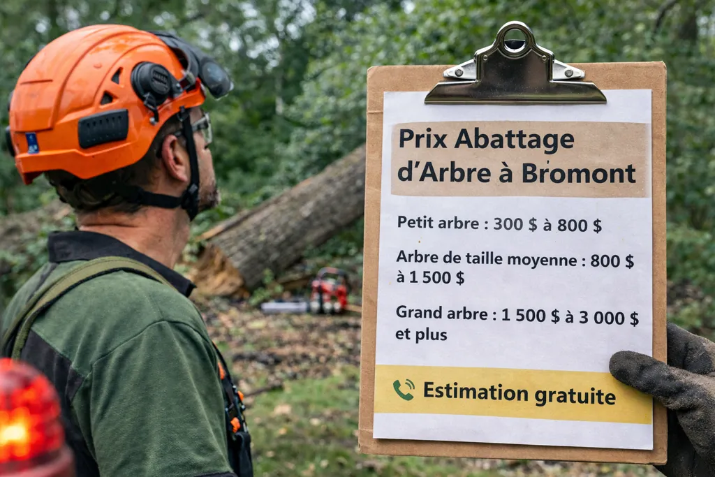 prix abattage arbre Bromont estimation arboriculteur