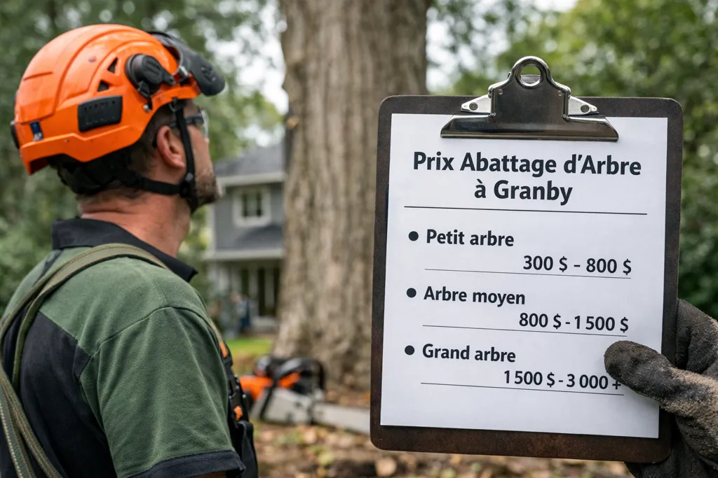 prix abattage arbre Granby estimation arboriculteur
