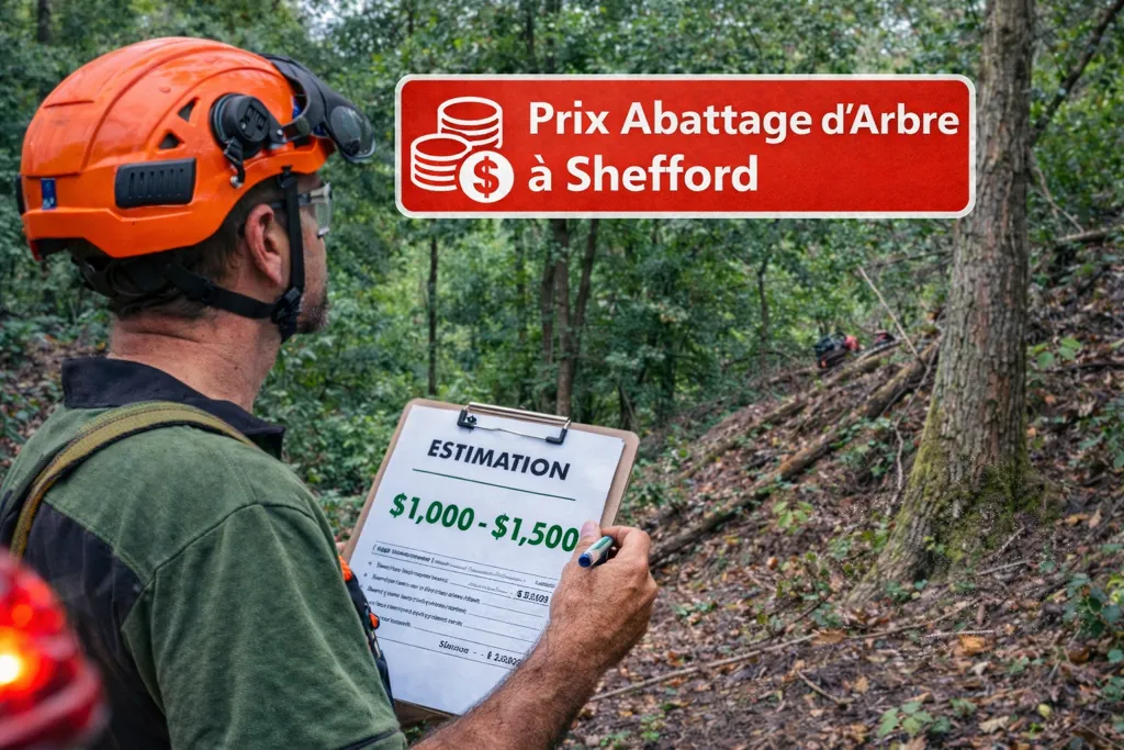 prix abattage arbre Shefford estimation arboriculteur terrain en pente