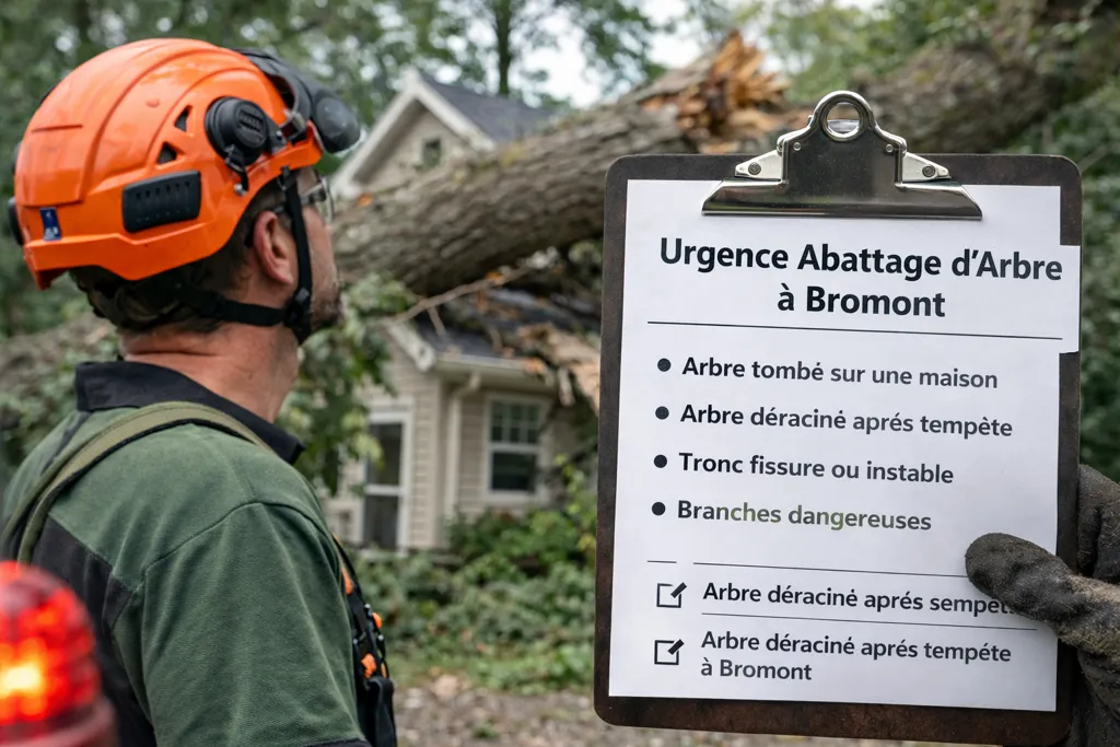 urgence abattage arbre Bromont arbre tombé sur maison