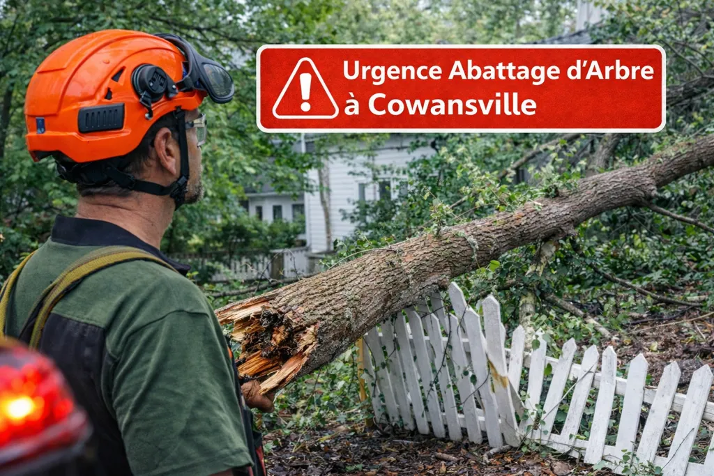 urgence abattage arbre Cowansville arbre tombé sur maison clôture
