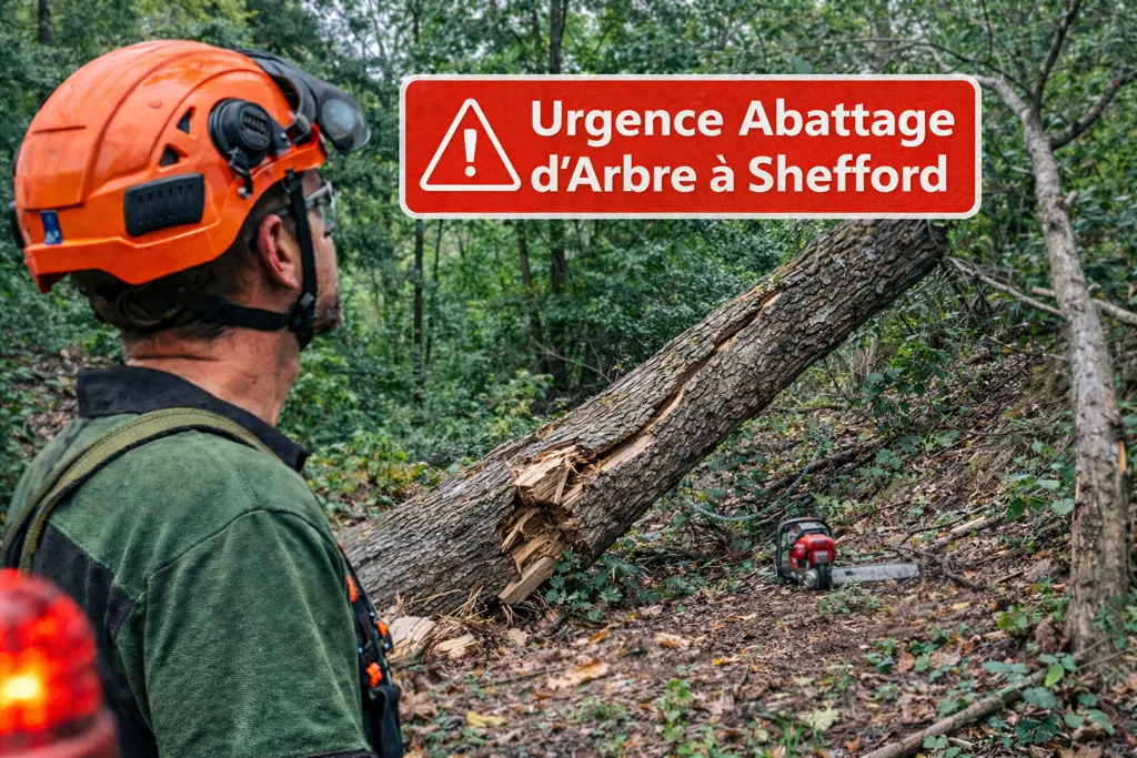 urgence abattage arbre Shefford arbre fissuré terrain en pente
